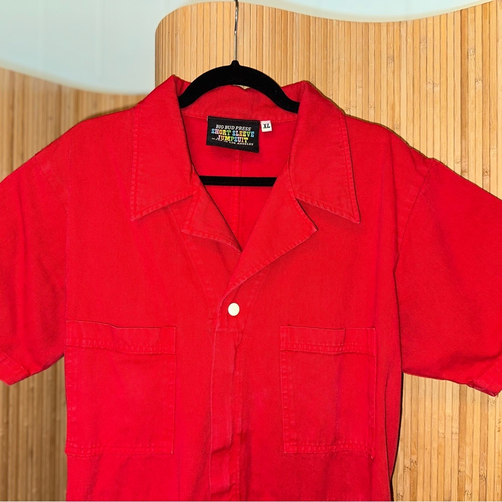 Big Bud Press Short Sleeve Jumpsuit in Mustang Red XL